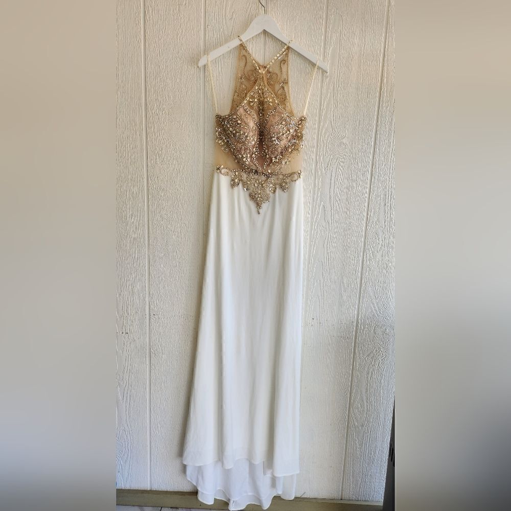 Cinderella beaded white prom gown dress